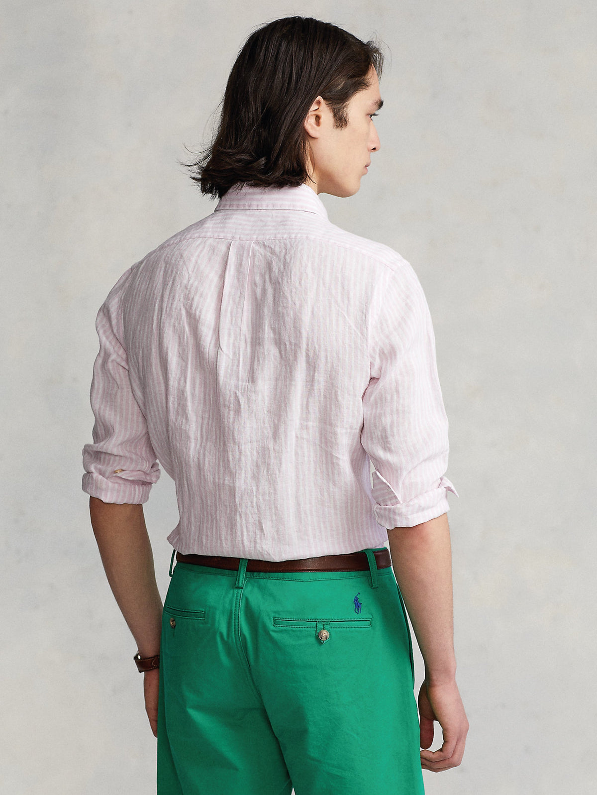 2026 New Arrival Camicia in Lino a Righe Rosa/Bianco