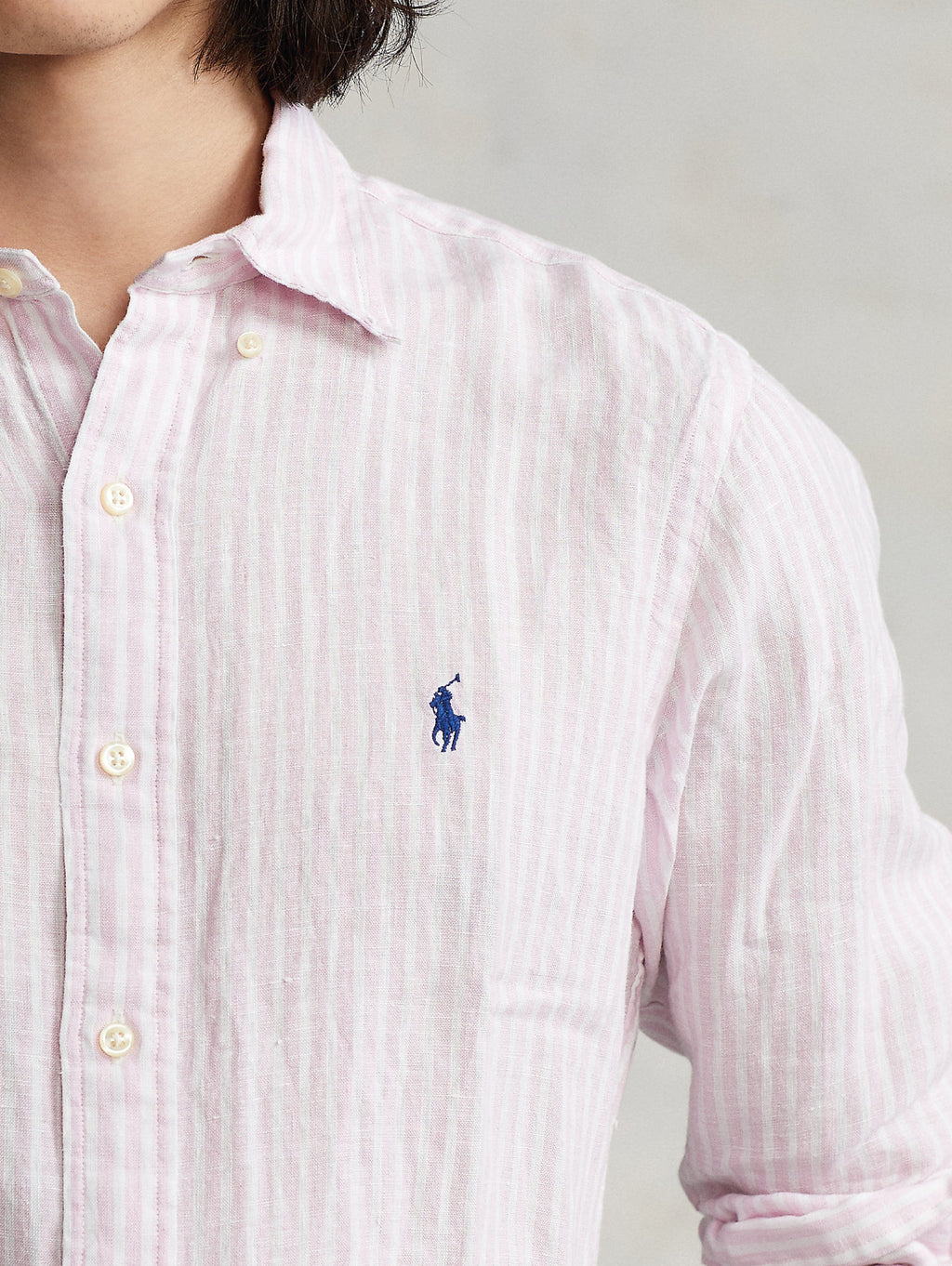 2026 New Arrival Camicia in Lino a Righe Rosa/Bianco