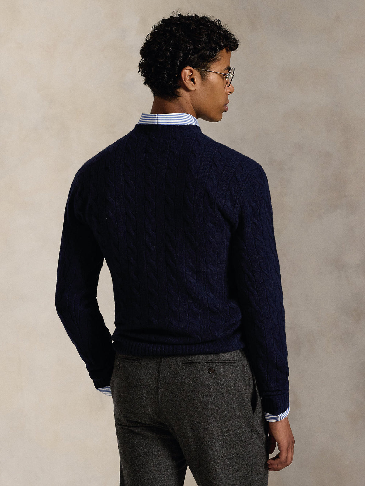 2026 New Arrival Maglia Girocollo in Misto Cashmere a Trecce Blu