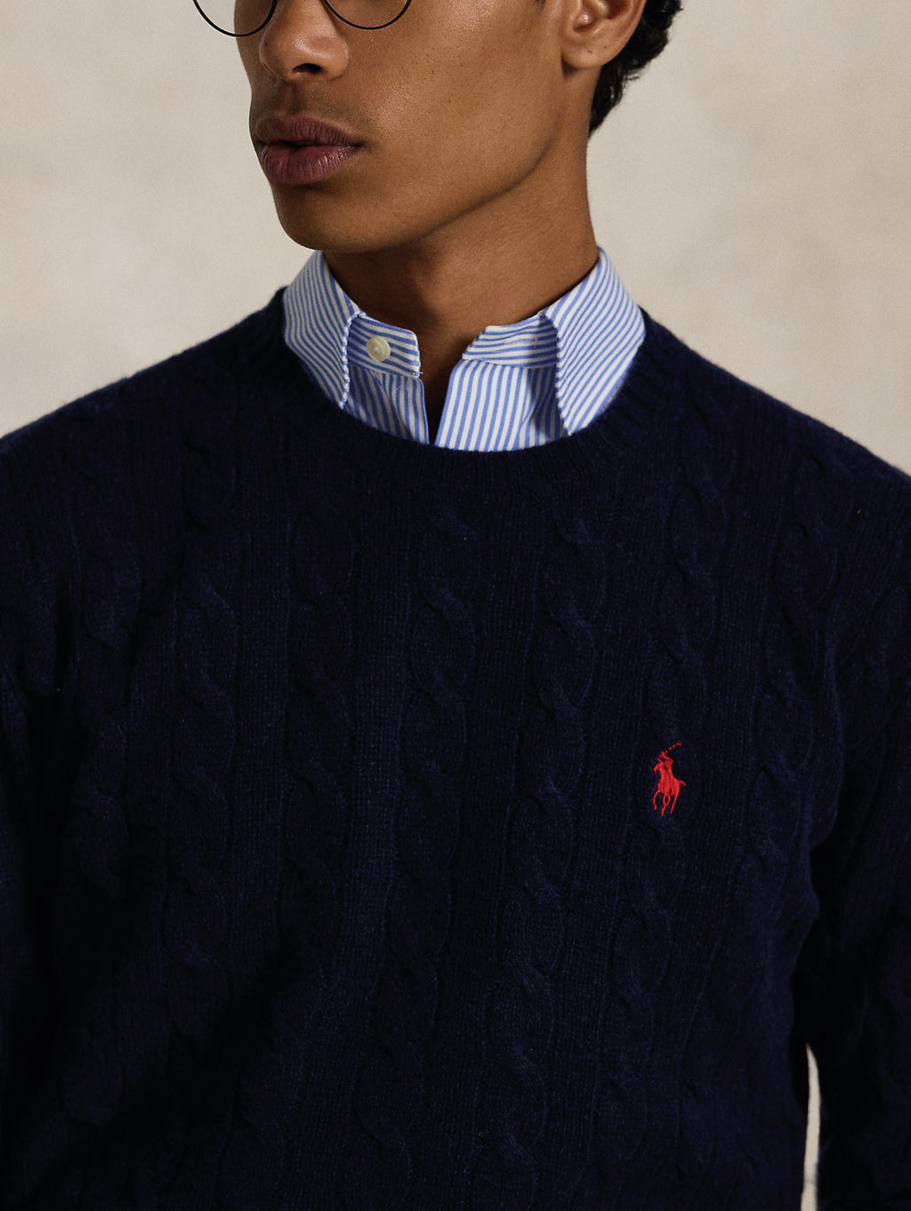 2026 New Arrival Maglia Girocollo in Misto Cashmere a Trecce Blu