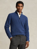 2026 New Arrival Maglia Mezza Zip a Trecce Blu