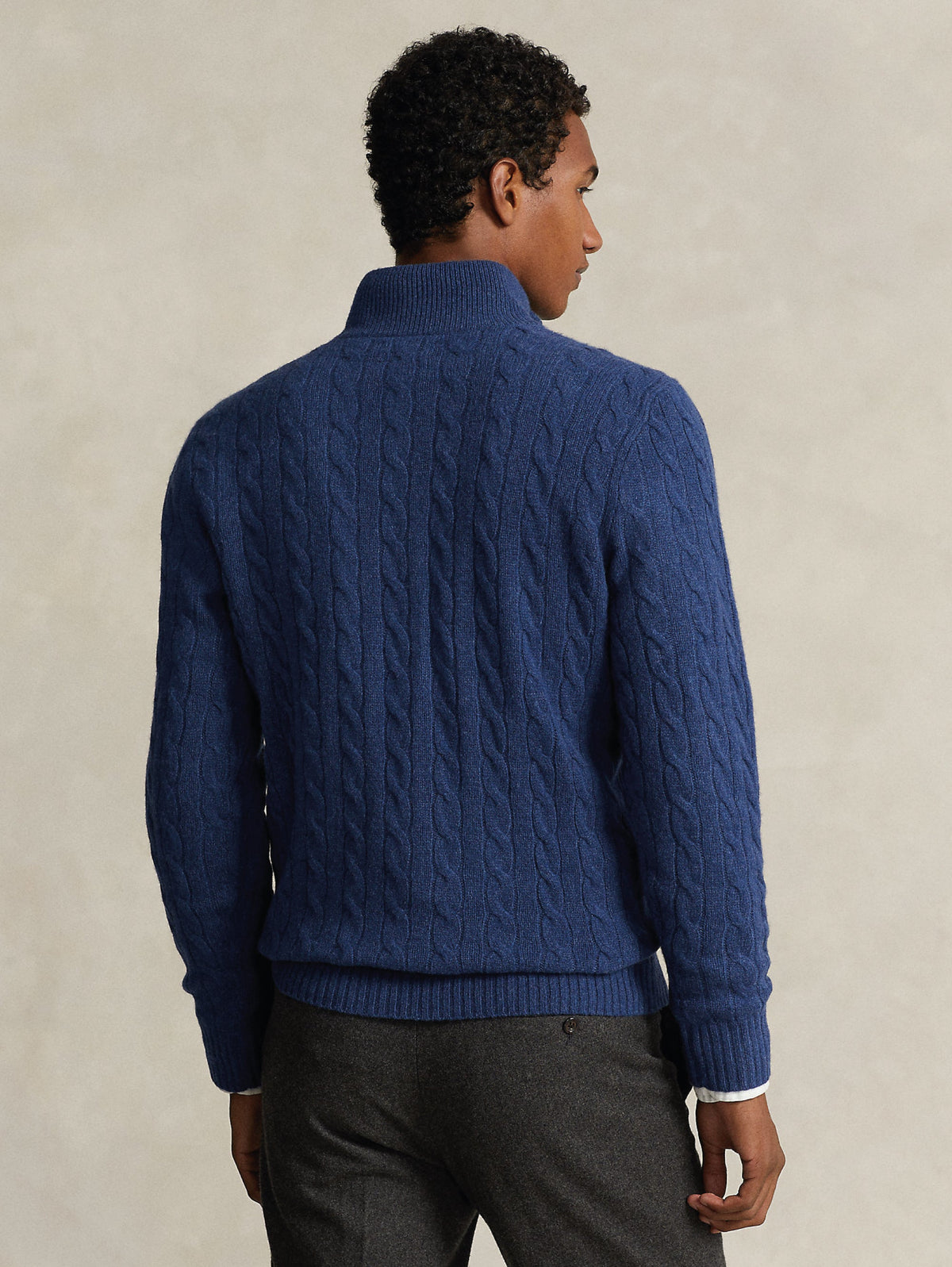 2026 New Arrival Maglia Mezza Zip a Trecce Blu