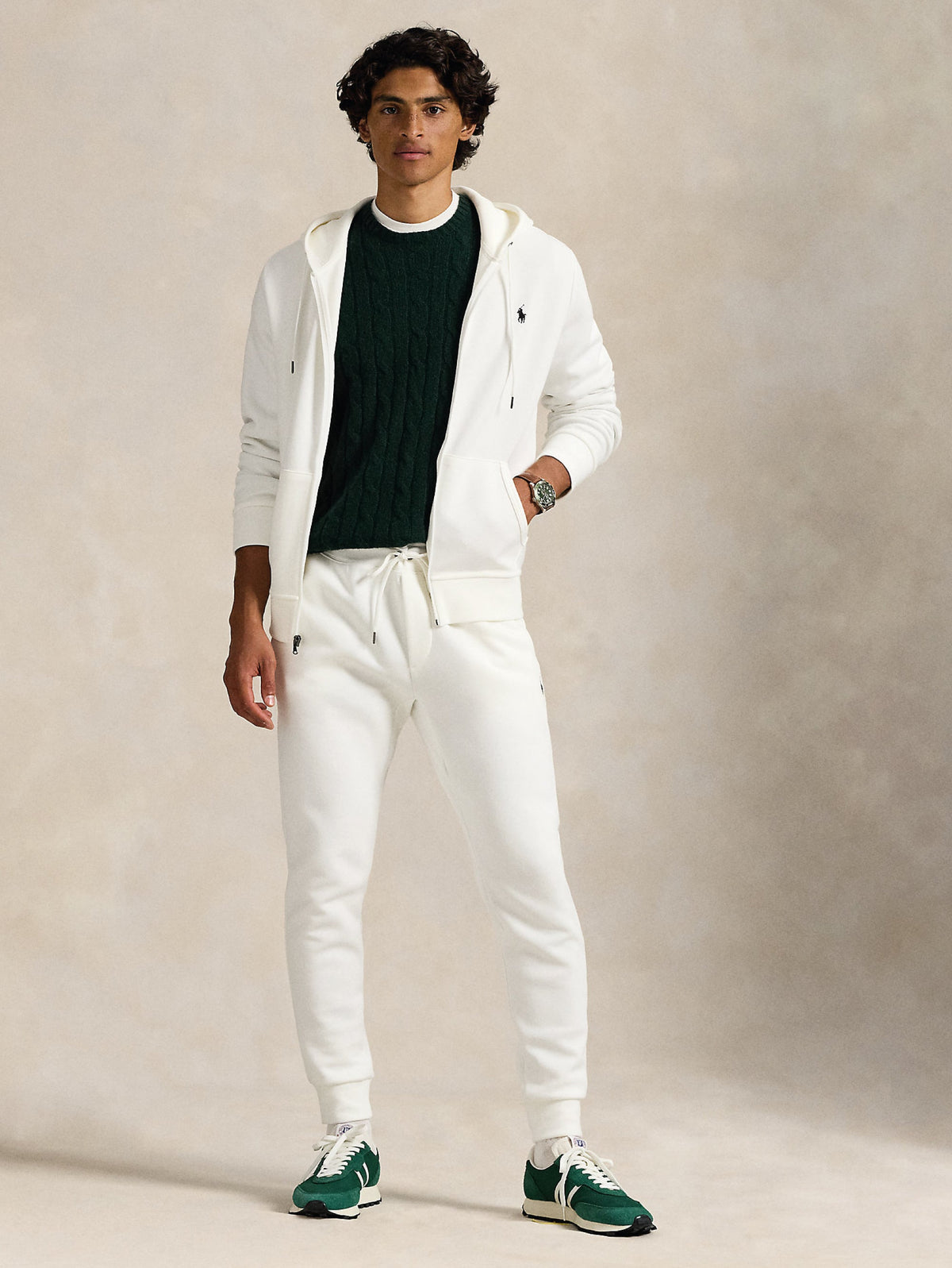 2026 New Arrival Felpa con Cappuccio e Zip in Maglia Doppia Bianco