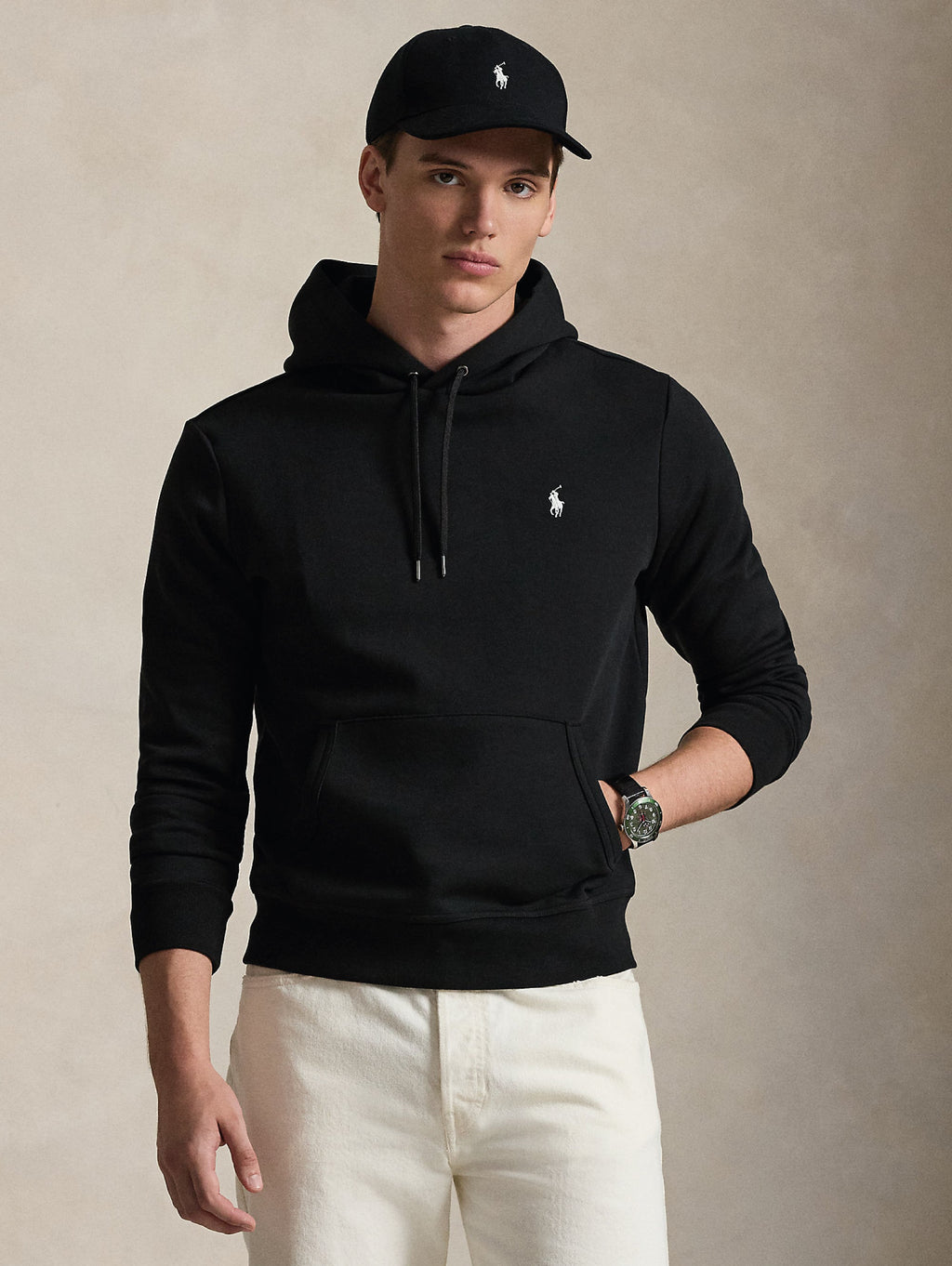 2026 New Arrival Felpa con Cappuccio in Maglia Doppia Nero