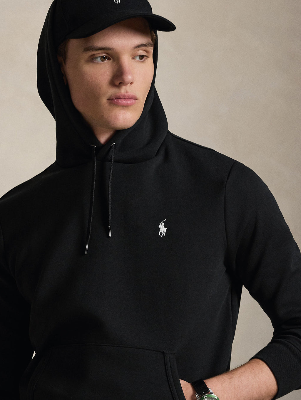 2026 New Arrival Felpa con Cappuccio in Maglia Doppia Nero