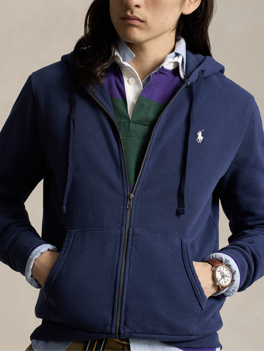2026 New Arrival Felpa con Cerniera in Spugna Loopback Blu