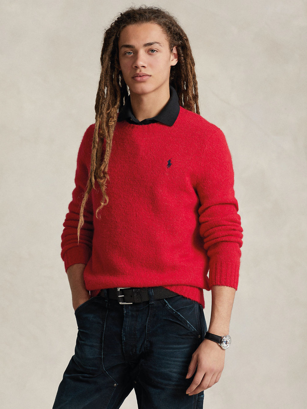 2026 New Arrival Maglia Girocollo in Soffice Misto Alpaca Rosso