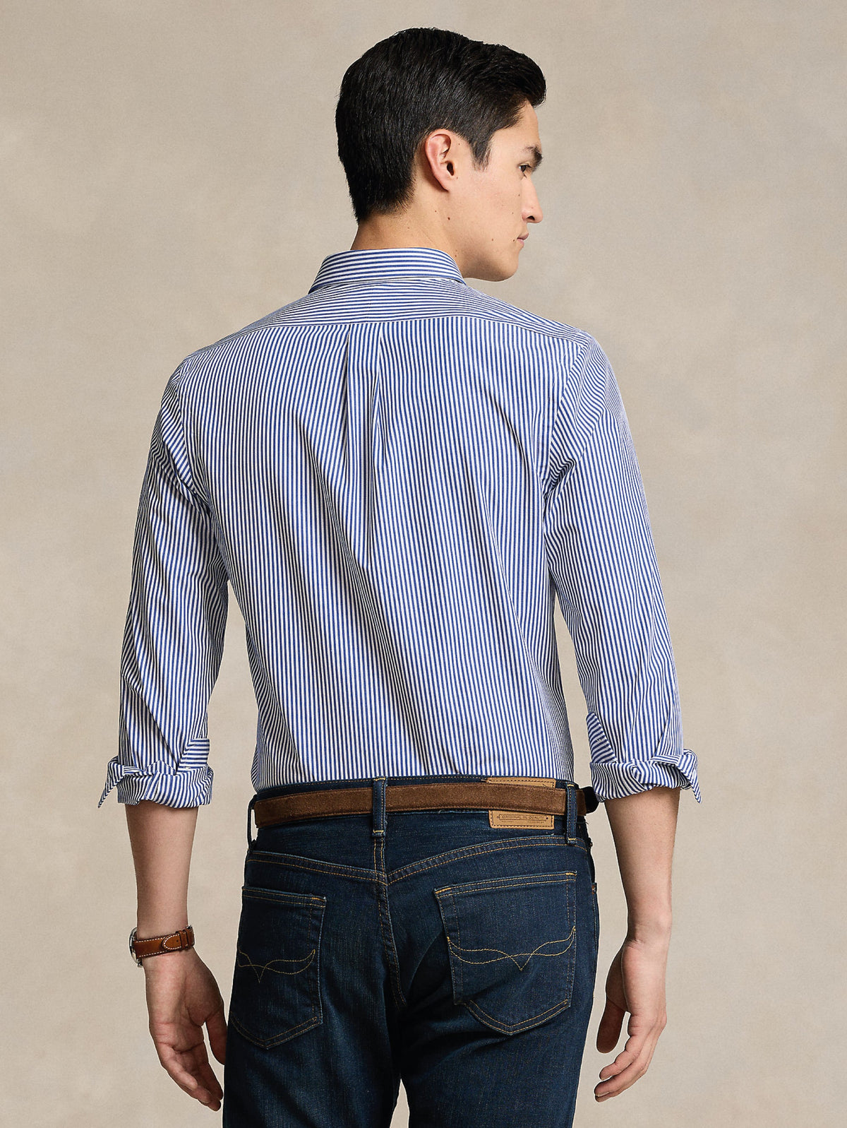 2026 New Arrival Camicia in Popeline Elasticizzato a Righe Blu/Bianco