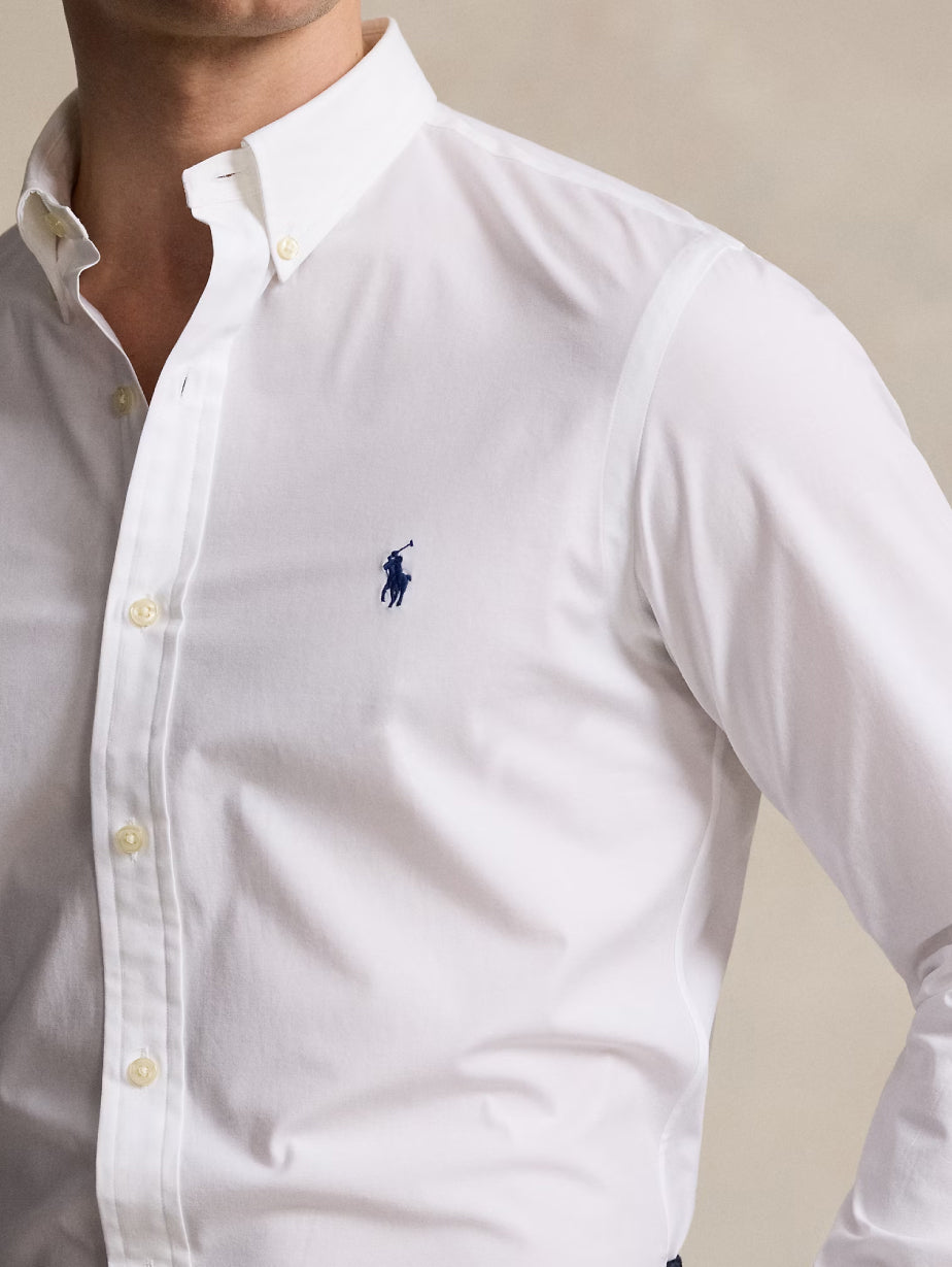 2026 New Arrival Camicia in Popeline di Cotone Stretch Bianco