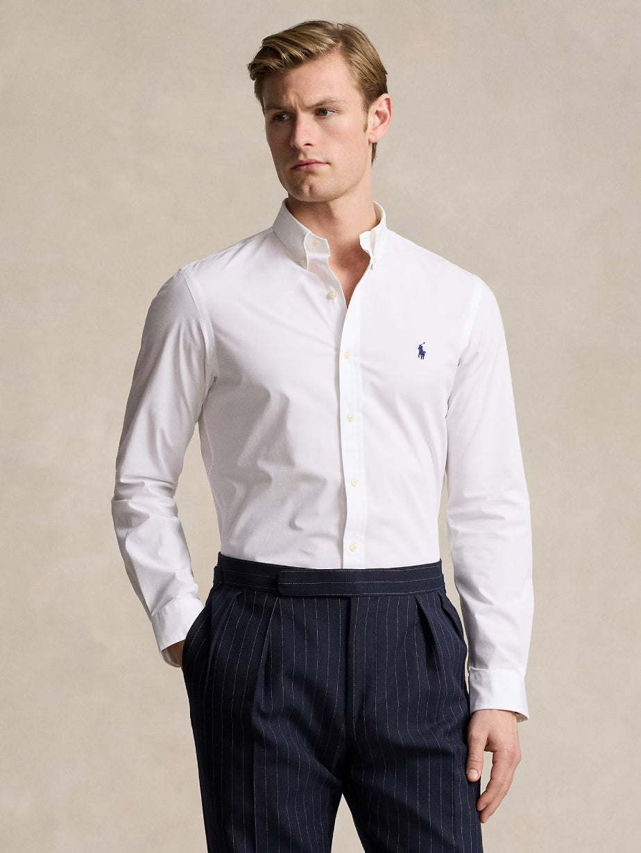 2026 New Arrival Camicia in Popeline di Cotone Stretch Bianco
