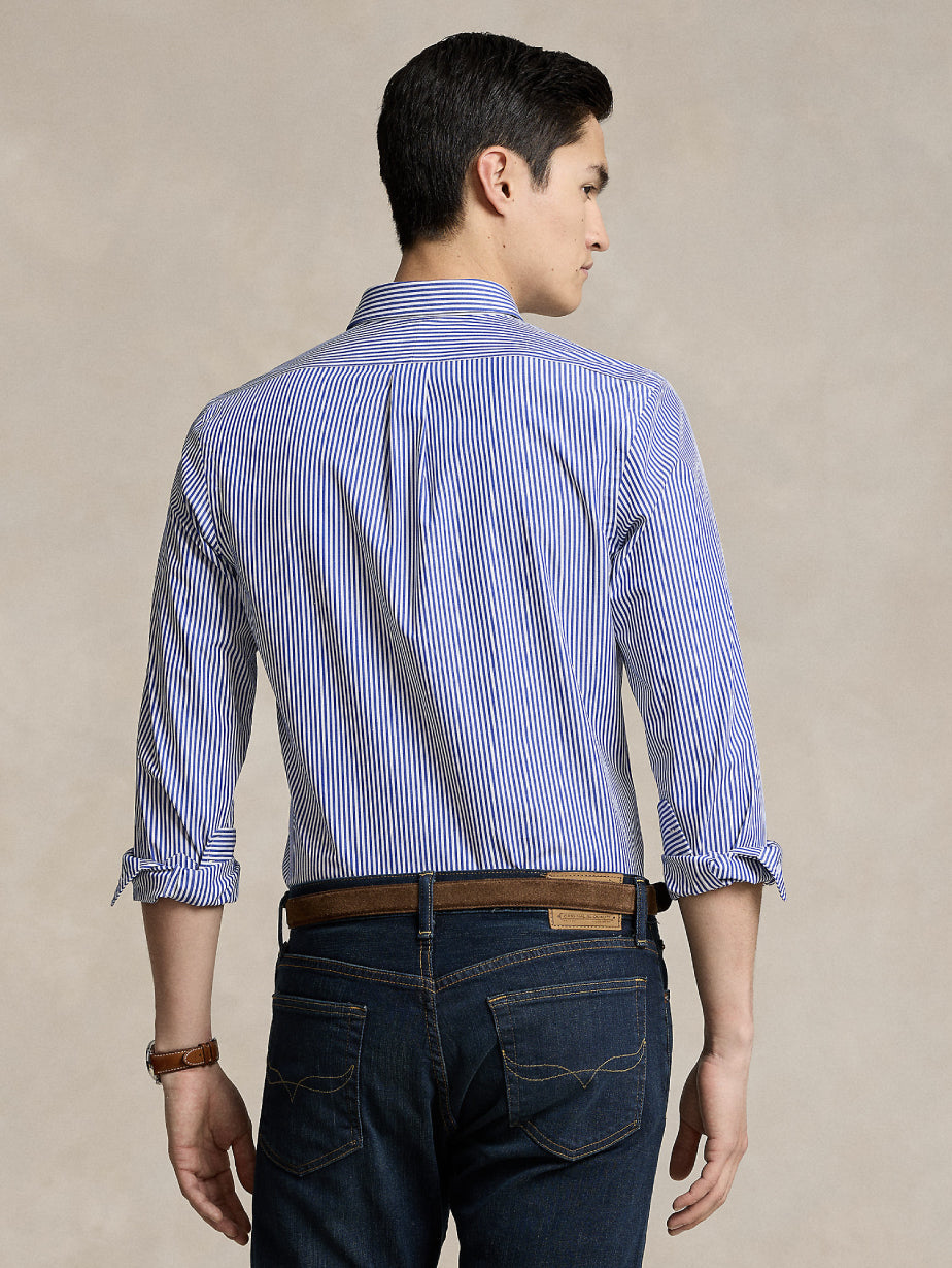 2026 New Arrival Camicia in Popeline Elasticizzato a Righe Blu/Bianco