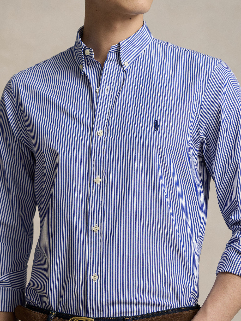2026 New Arrival Camicia in Popeline Elasticizzato a Righe Blu/Bianco