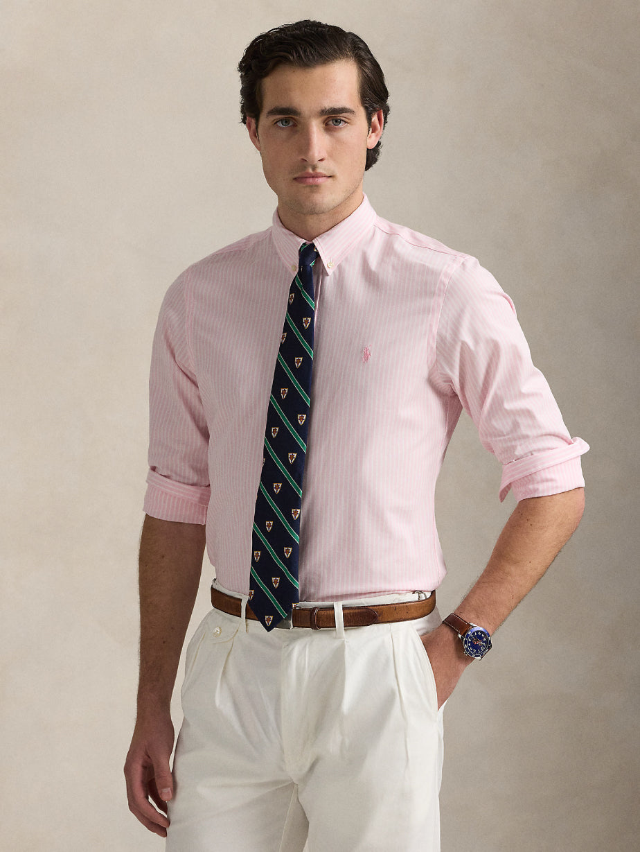 2026 New Arrival Camicia in Popeline Elasticizzato a Righe Rosa/Bianco