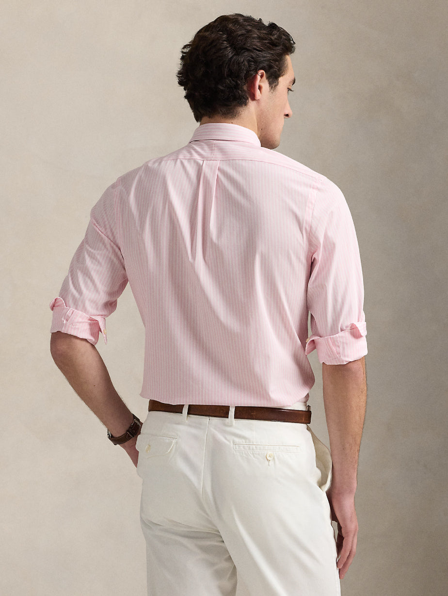 2026 New Arrival Camicia in Popeline Elasticizzato a Righe Rosa/Bianco