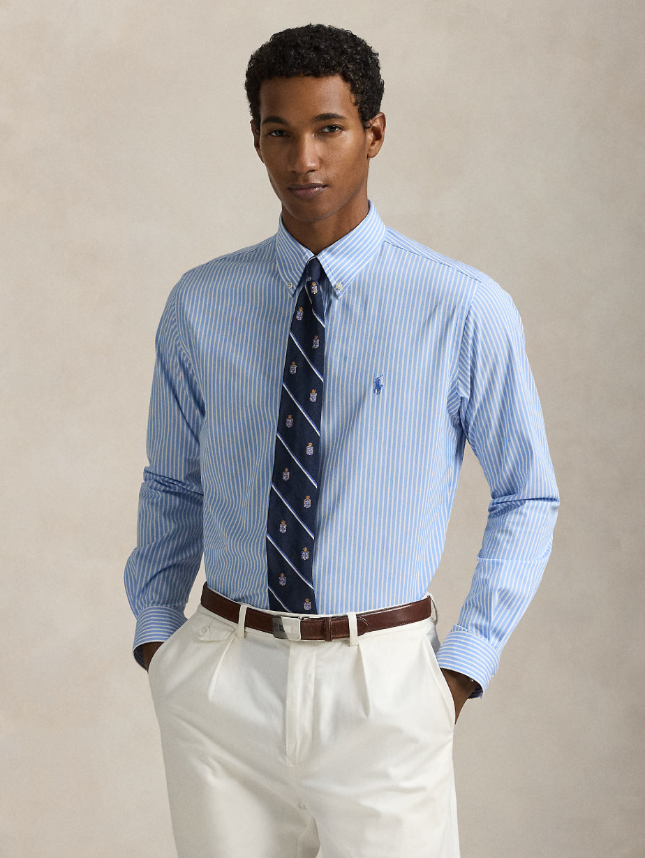 2026 New Arrival Camicia in Popeline Elasticizzato a Righe Blu/Bianco