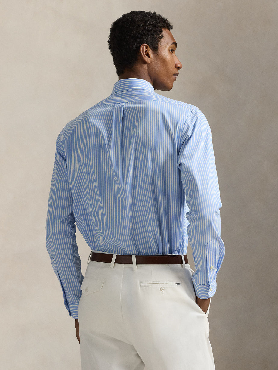2026 New Arrival Camicia in Popeline Elasticizzato a Righe Blu/Bianco