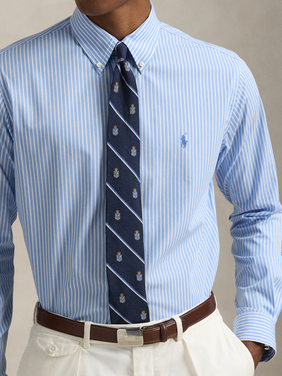 2026 New Arrival Camicia in Popeline Elasticizzato a Righe Blu/Bianco