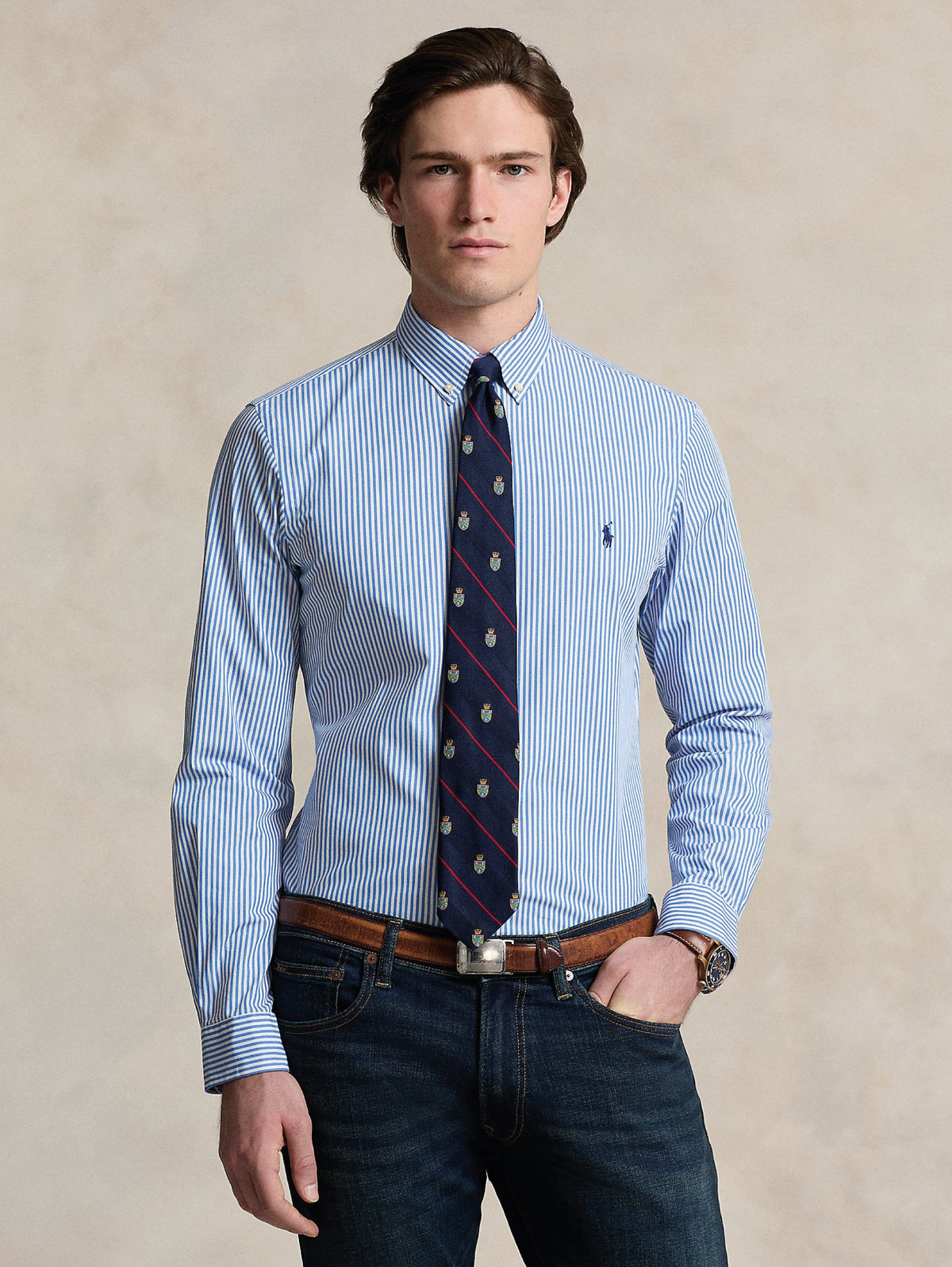 2026 New Arrival Camicia in Popeline Stretch a Righe Blu/Bianco