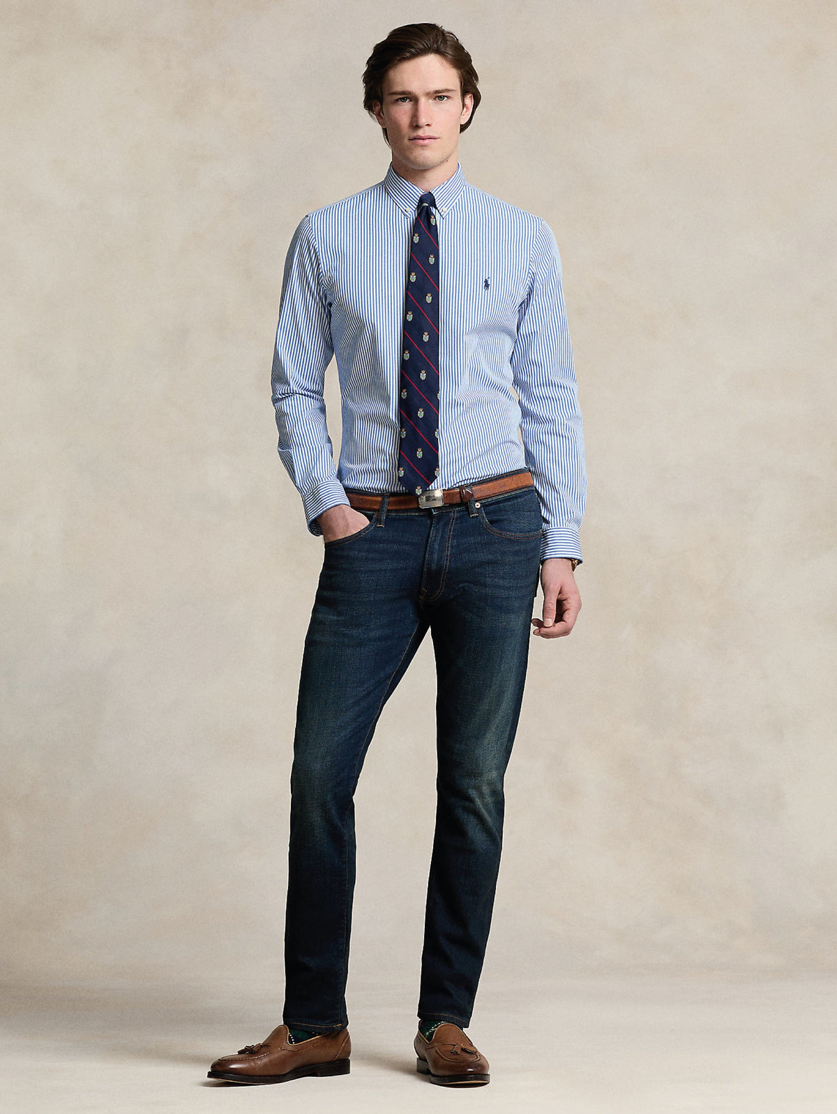 2026 New Arrival Camicia in Popeline Stretch a Righe Blu/Bianco