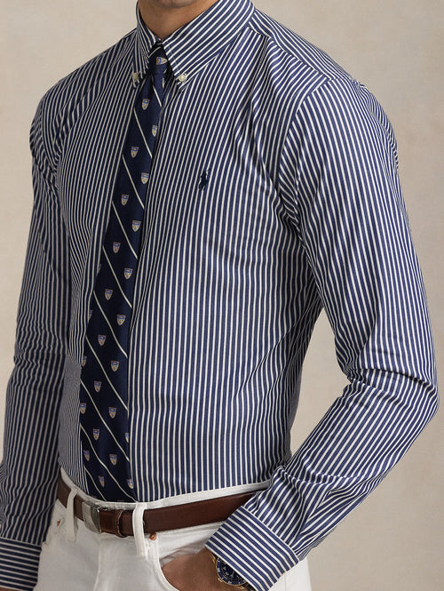 2026 New Arrival Camicia a Righe in Popeline Stretch Blu/Bianco