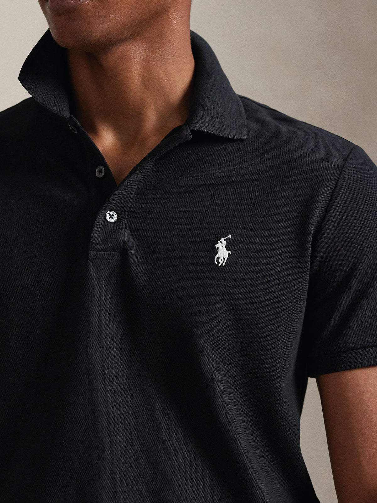 2026 New Arrival Polo in Piqué Stretch Custom Slim Fit Nero