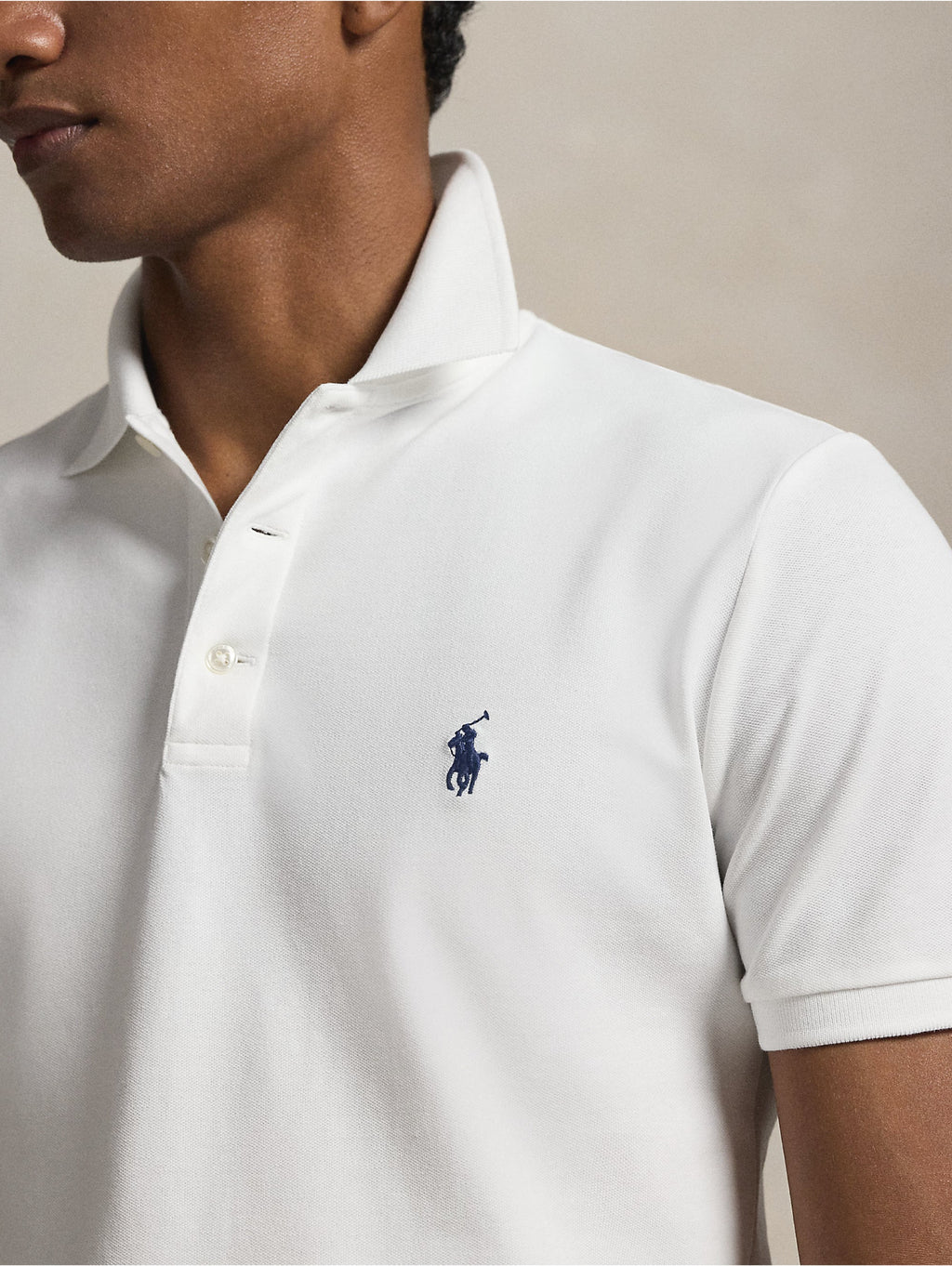2026 New Arrival Polo in Piqué Stretch Custom Slim Fit Bianco