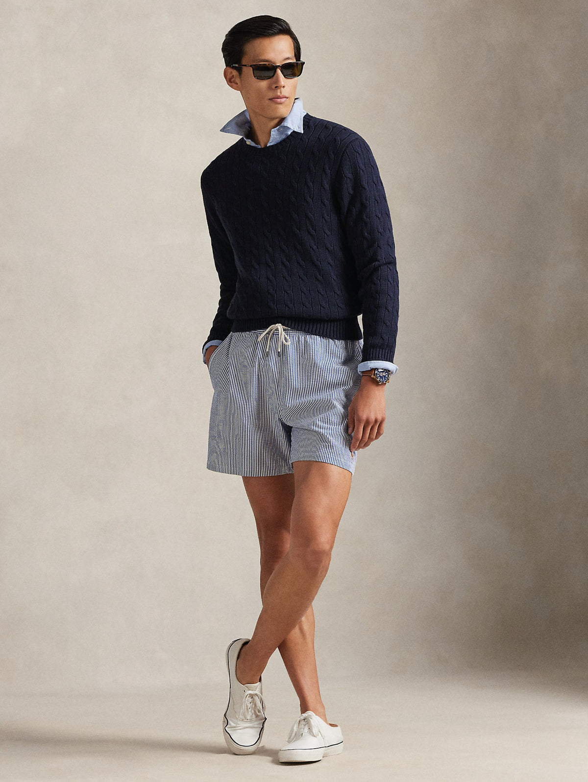 2026 New Arrival Costume da Mare Traveler in Seersucker a Righe Blu/Bianco