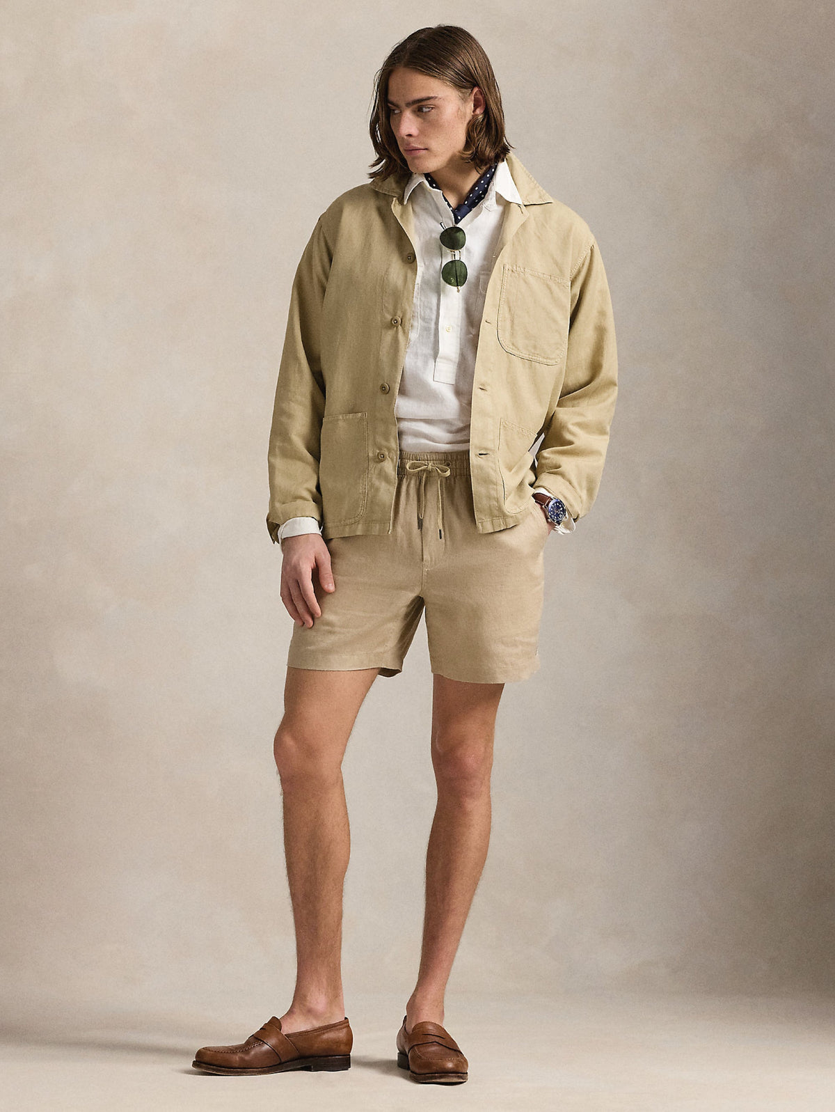 2026 New Arrival Bermuda con Elastico in Lino Beige