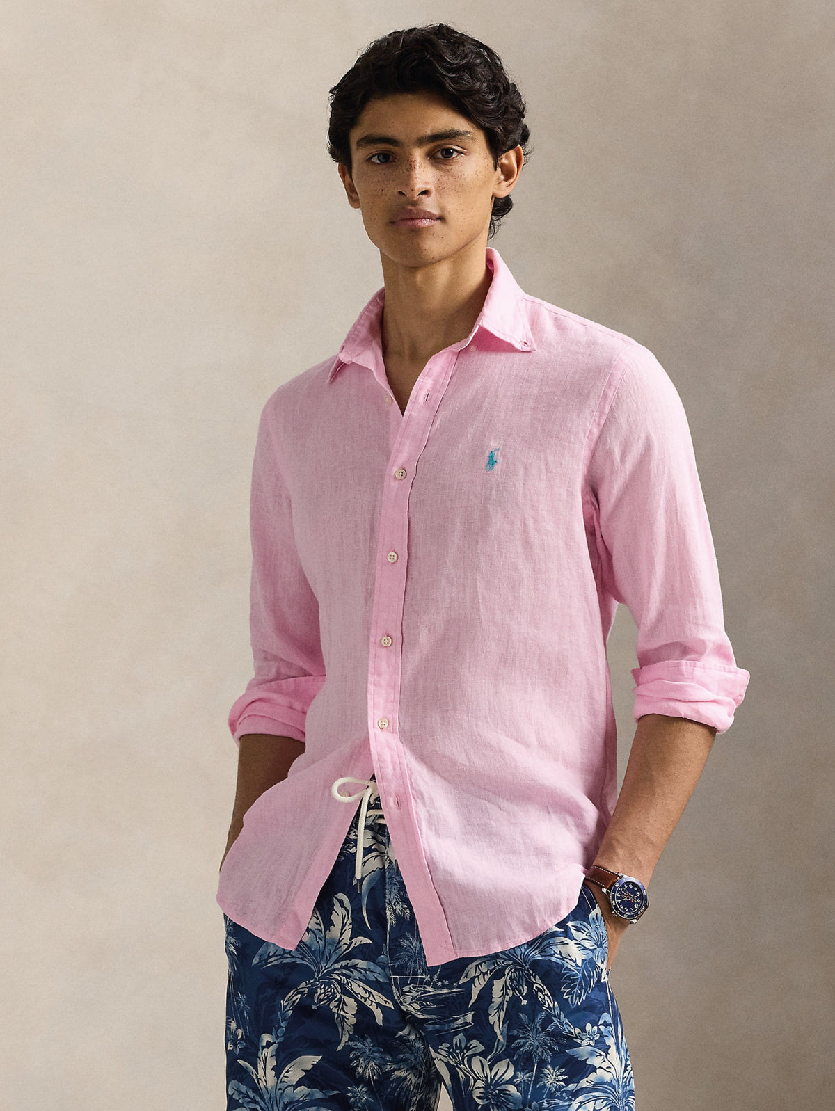2026 New Arrival Camicia in Lino Custom Fit Rosa