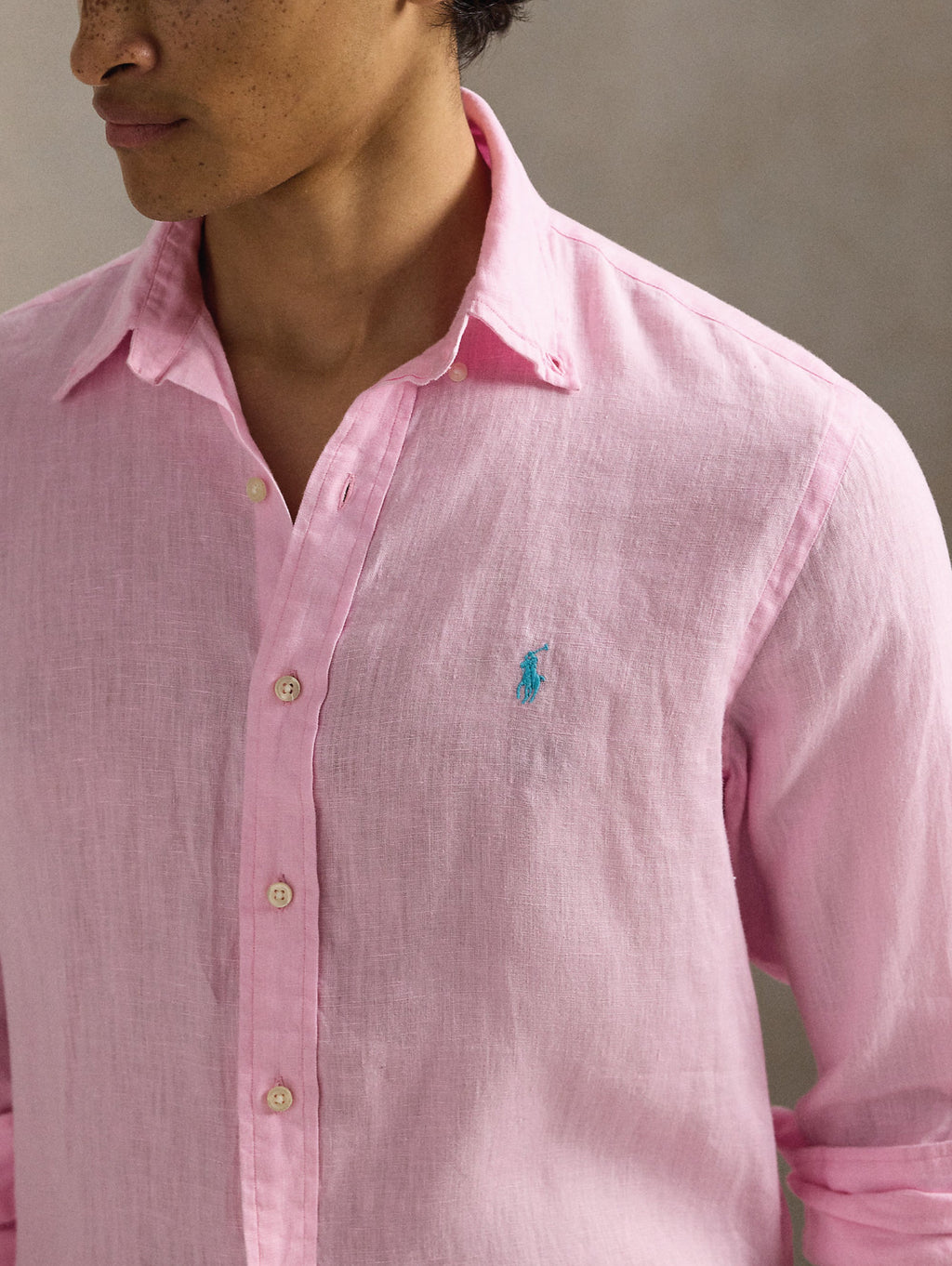 2026 New Arrival Camicia in Lino Custom Fit Rosa