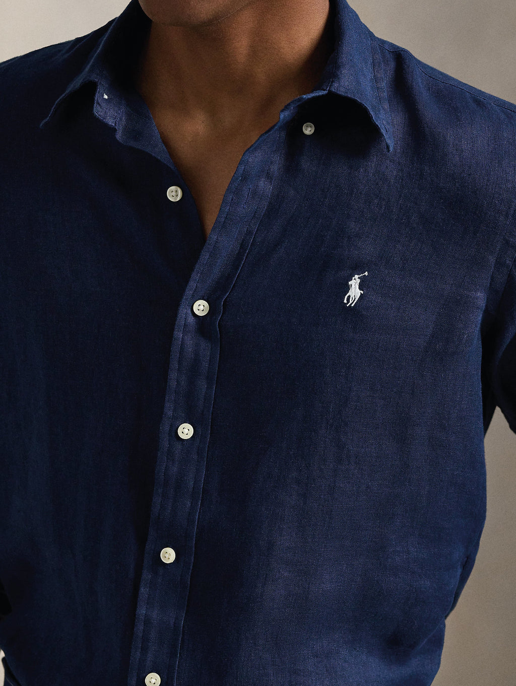 2026 New Arrival Camicia in Lino Custom Fit Blu Navy