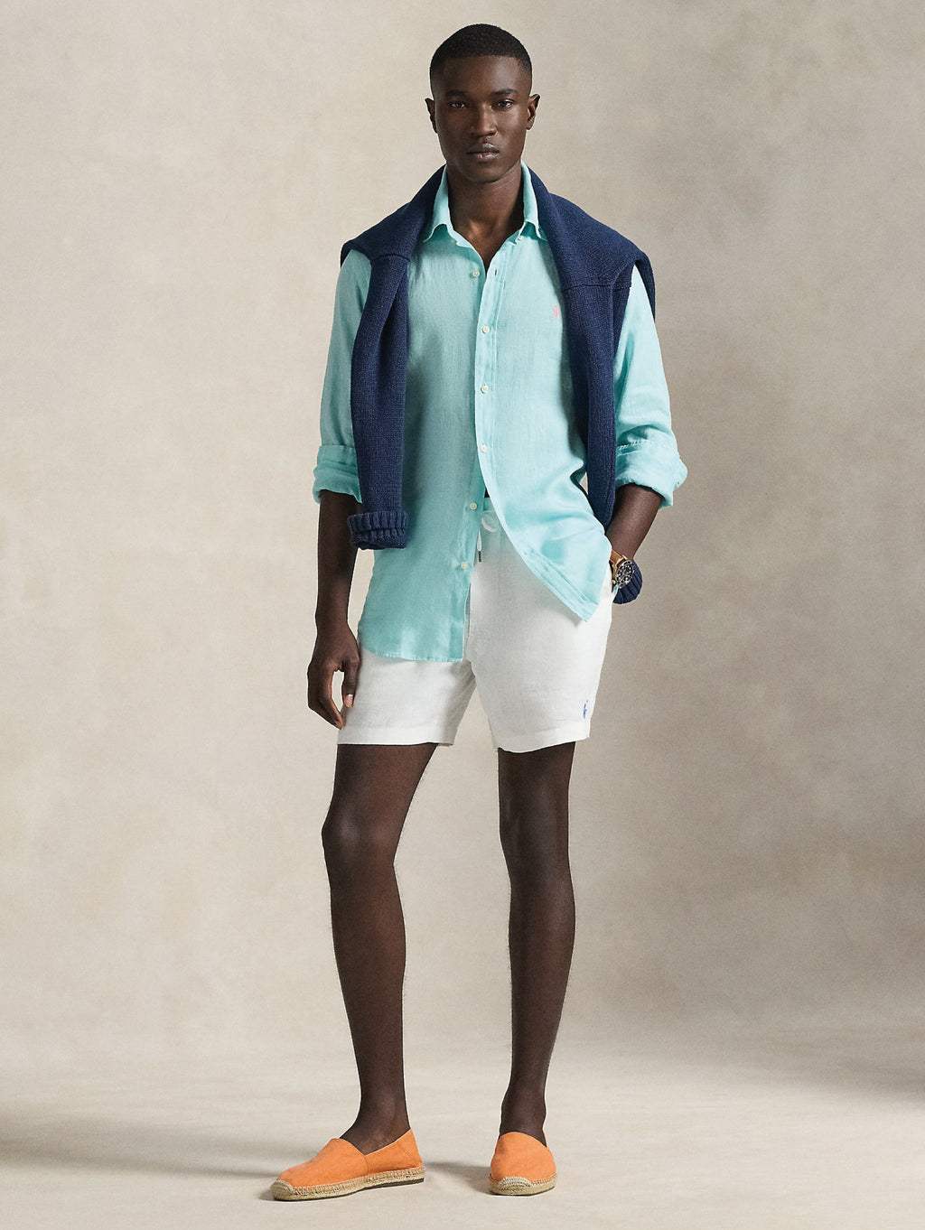 2026 New Arrival Camicia in Lino Custom Fit Verde Acqua