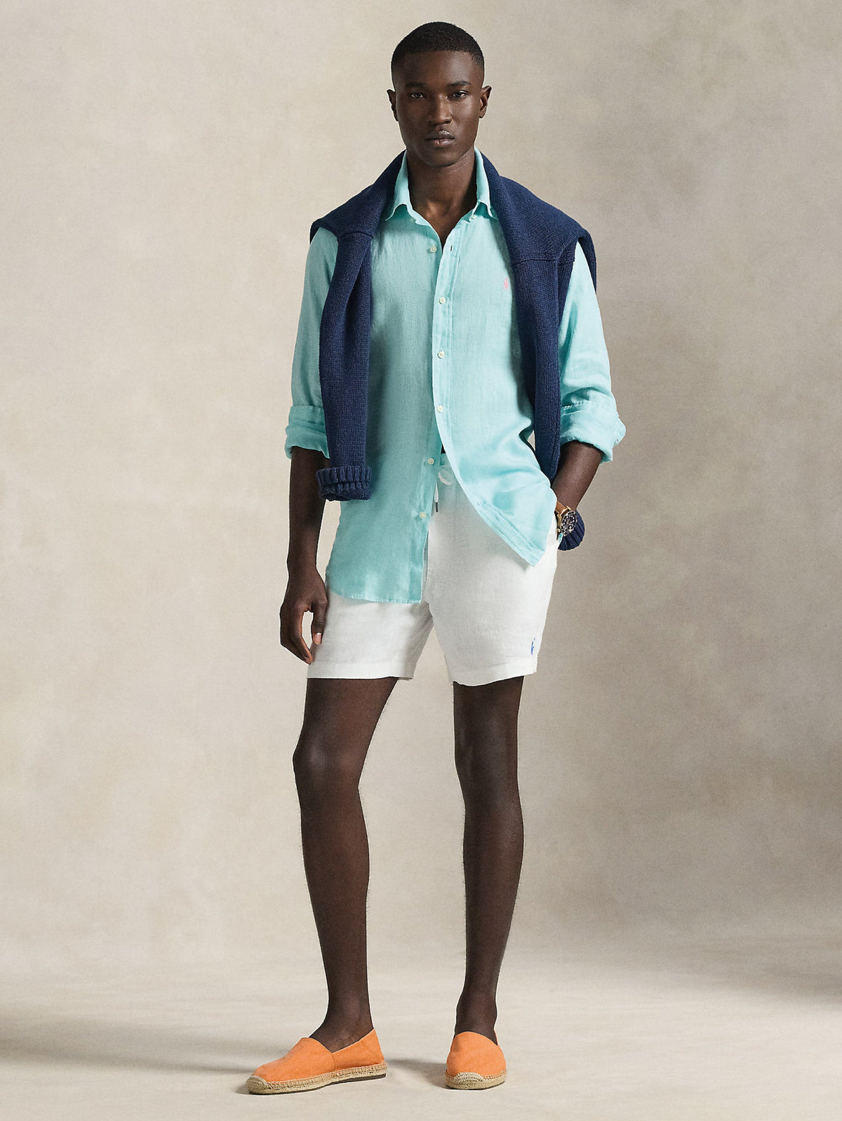 2026 New Arrival Camicia in Lino Custom Fit Verde Acqua