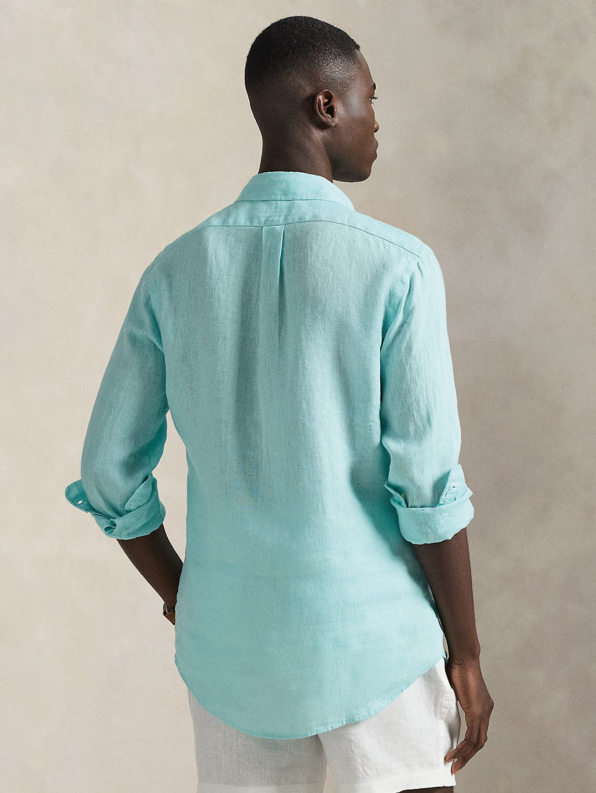 2026 New Arrival Camicia in Lino Custom Fit Verde Acqua