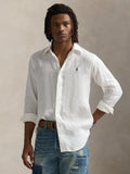 2026 New Arrival Camicia Sportiva in lino Slim Fit Bianco Ceramica