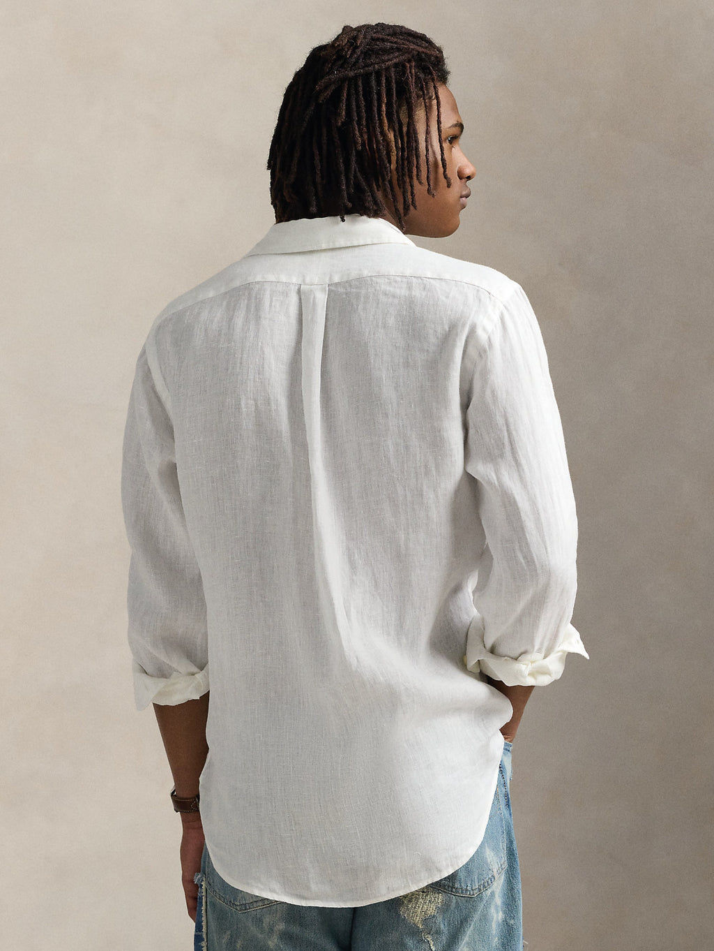 2026 New Arrival Camicia Sportiva in lino Slim Fit Bianco Ceramica