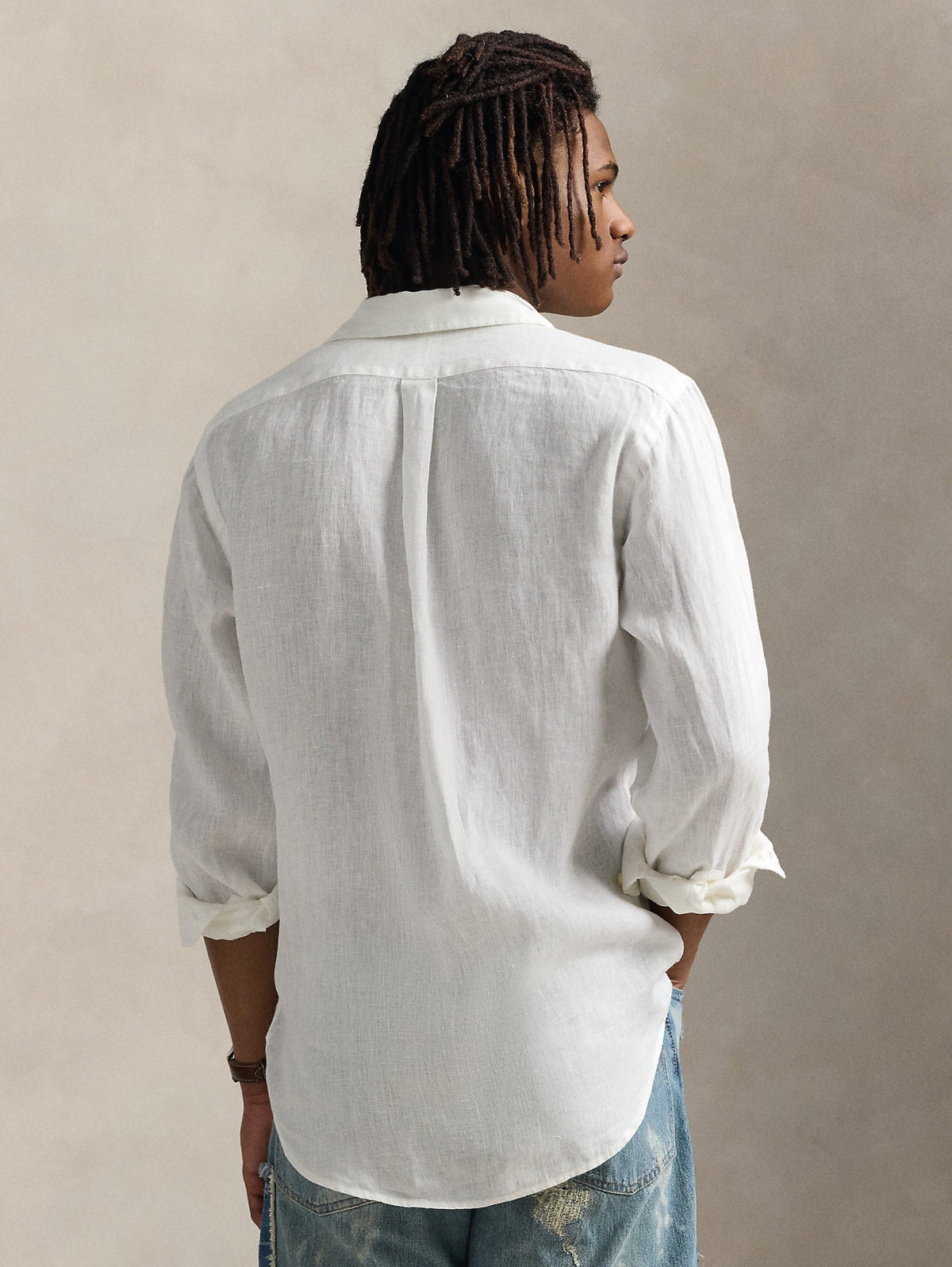 2026 New Arrival Camicia Sportiva in lino Slim Fit Bianco Ceramica