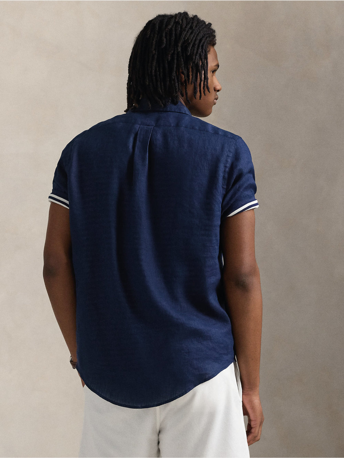 2026 New Arrival Camicia in Lino Maniche Corte Blu