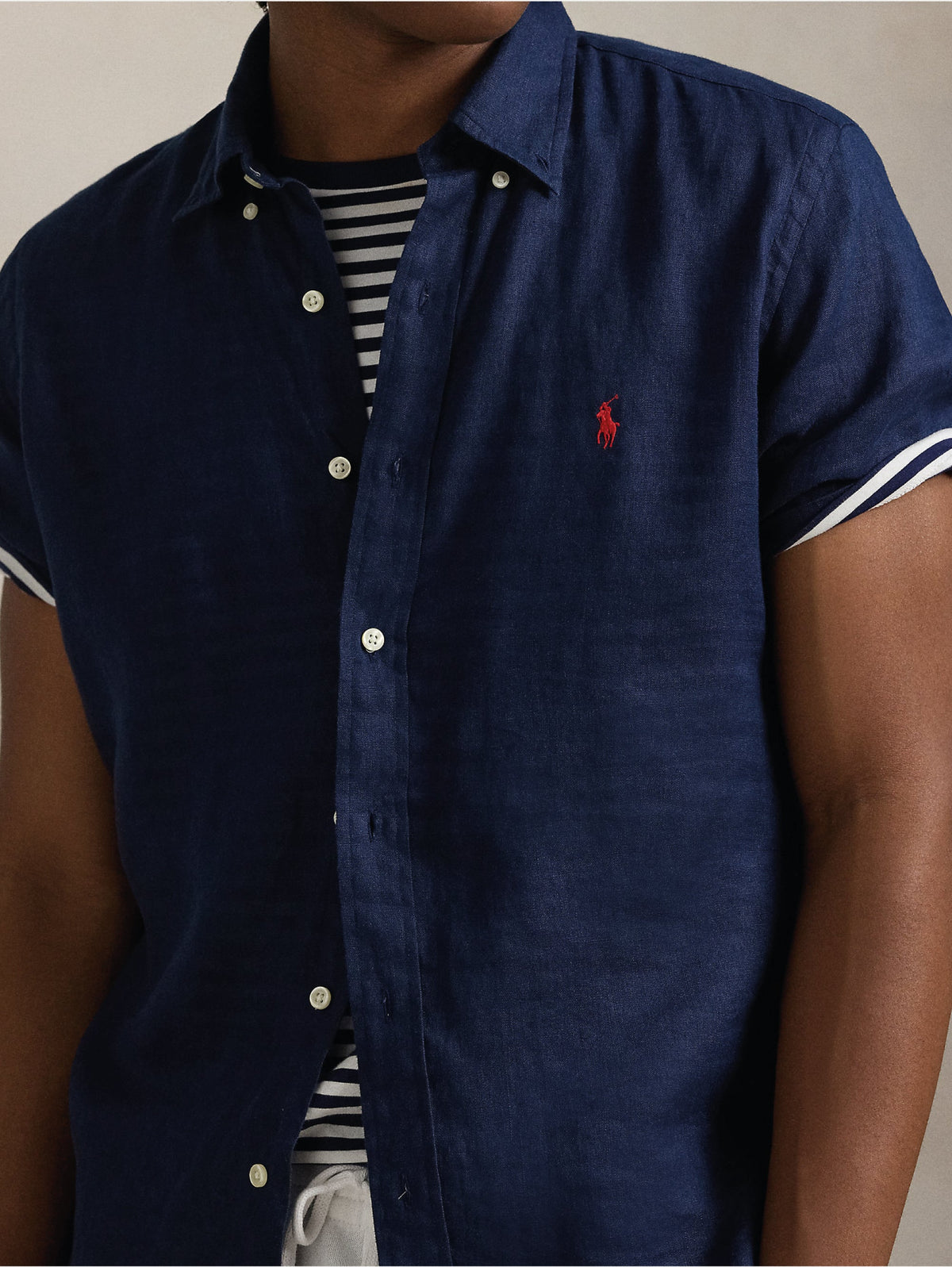 2026 New Arrival Camicia in Lino Maniche Corte Blu