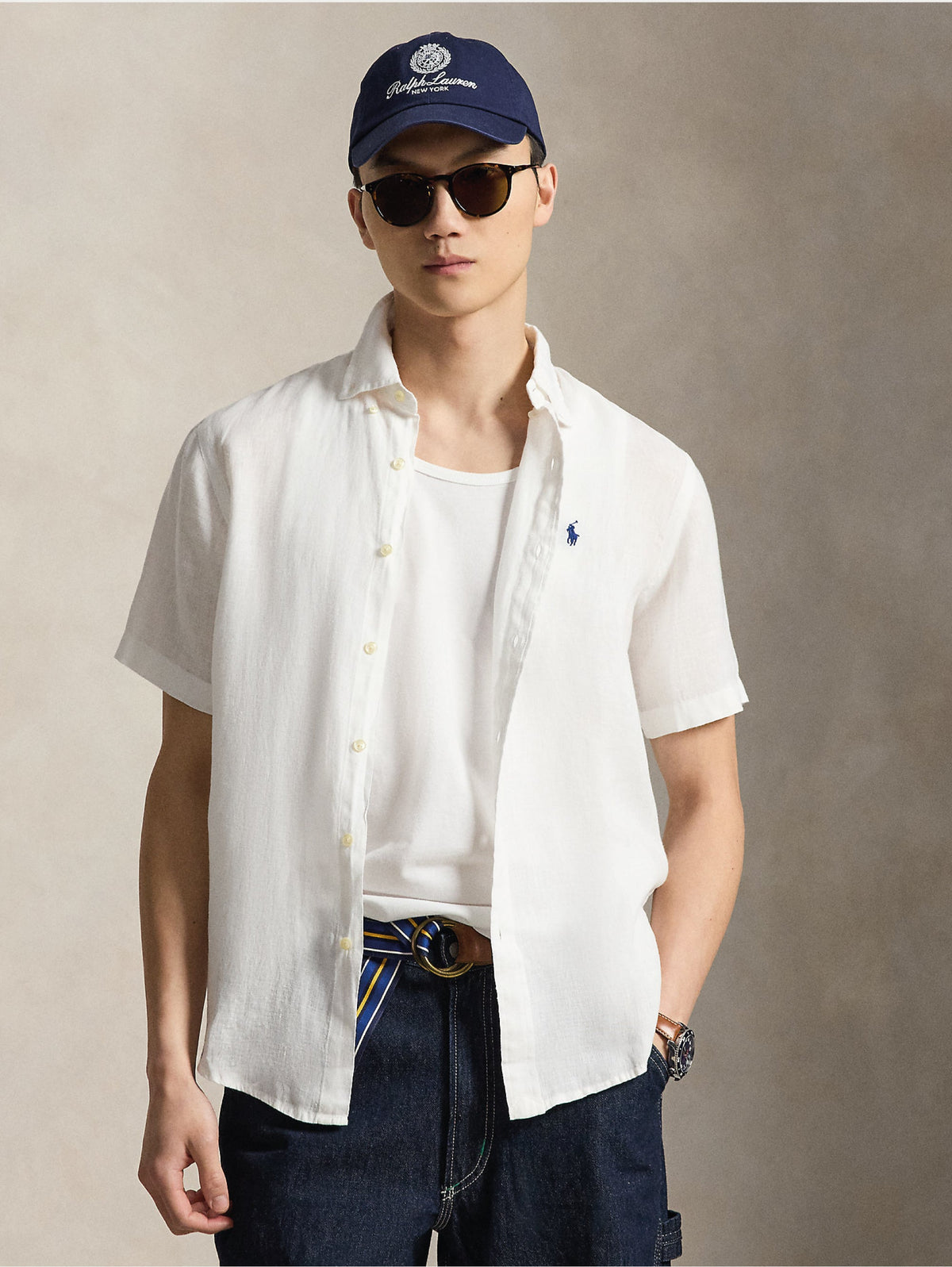 2026 New Arrival Camicia in Lino Maniche Corte Bianco