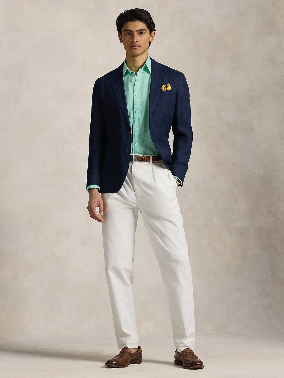 2026 New Arrival Camicia in Lino Slim Fit Verde