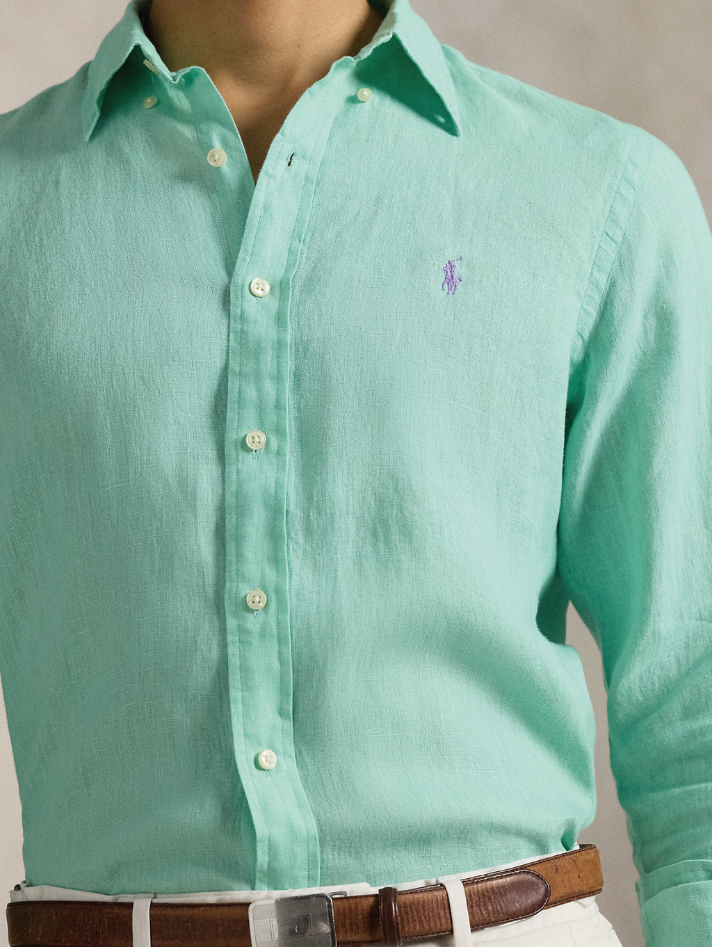 2026 New Arrival Camicia in Lino Slim Fit Verde