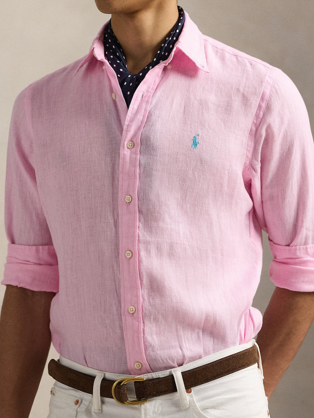 2026 New Arrival Camicia in Lino Slim Fit Rosa