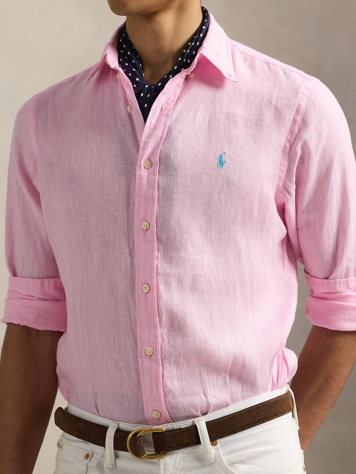 2026 New Arrival Camicia in Lino Slim Fit Rosa