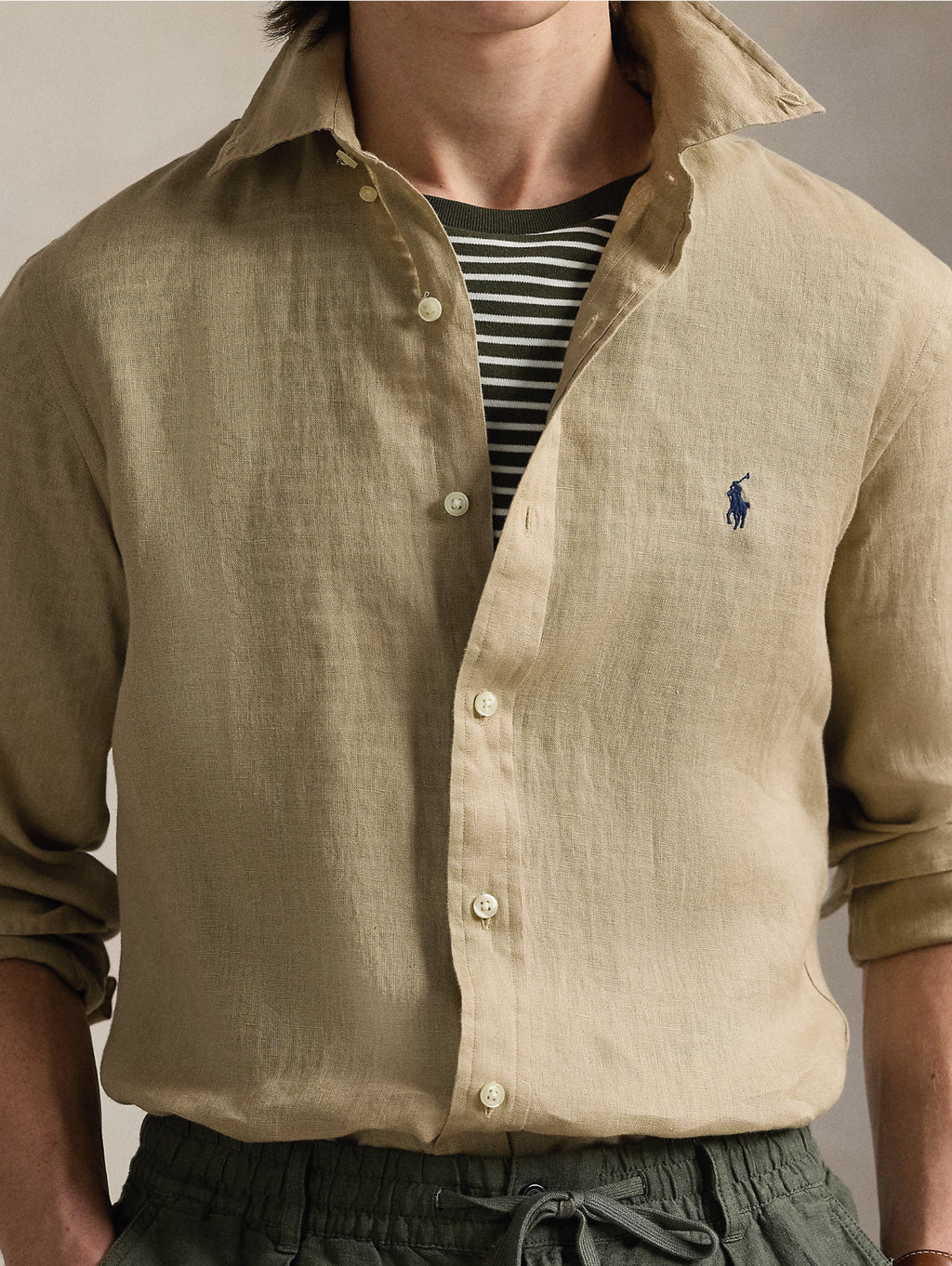 2026 New Arrival Camicia in Lino Slim Fit Beige