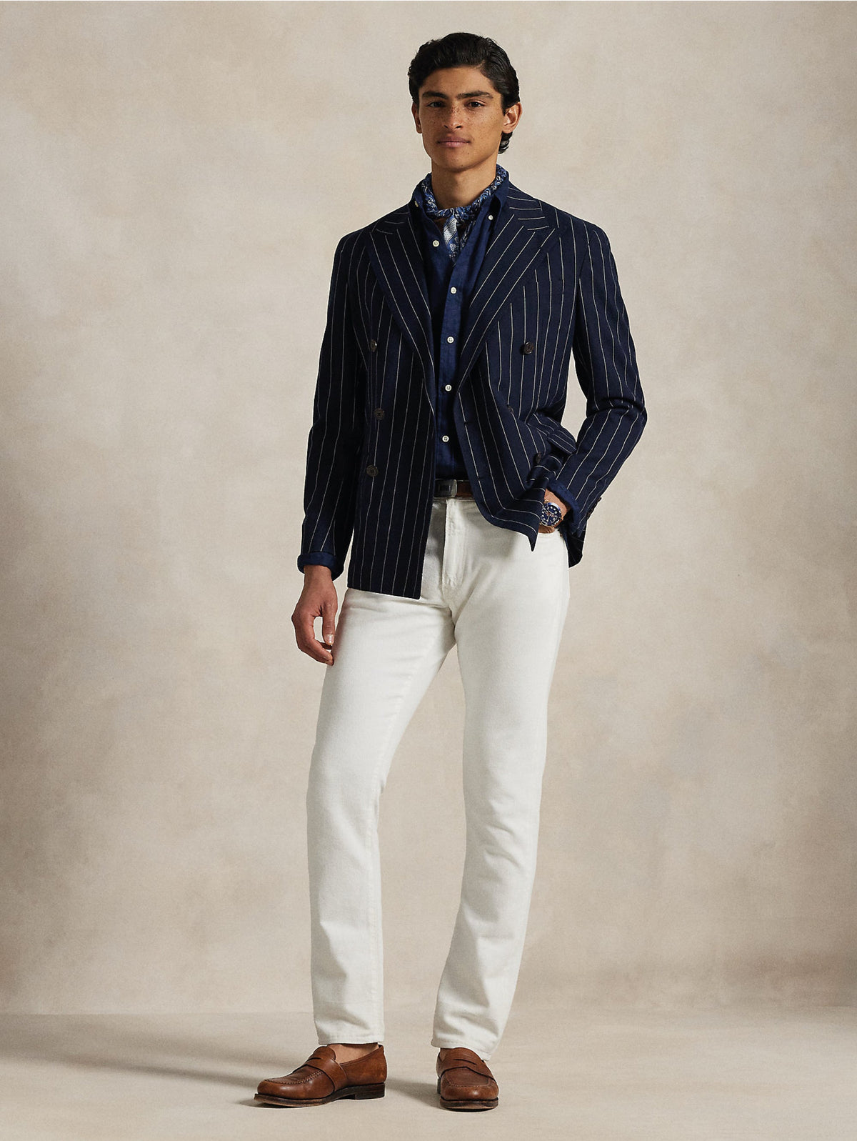 2026 New Arrival Camicia in Lino Slim Fit Rosa Blu