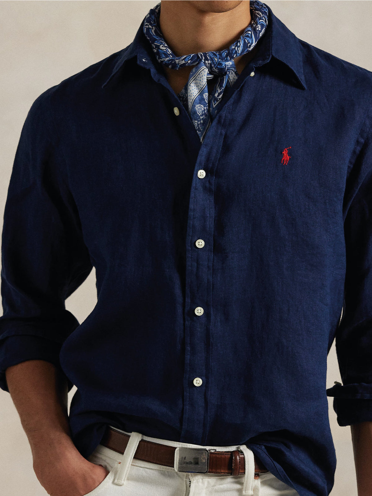 2026 New Arrival Camicia in Lino Slim Fit Rosa Blu