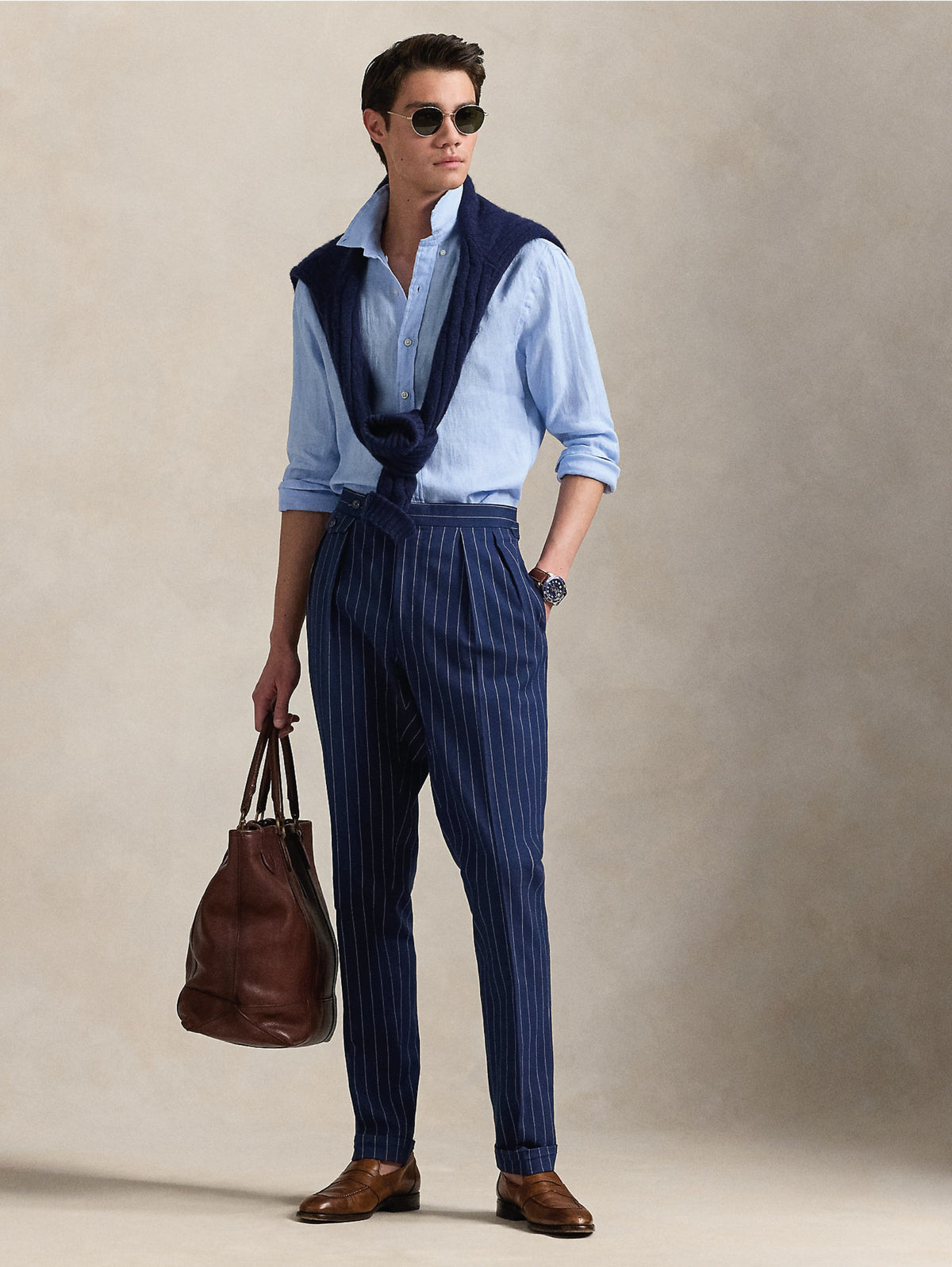 2026 New Arrival Camicia in Lino Slim Fit Celeste