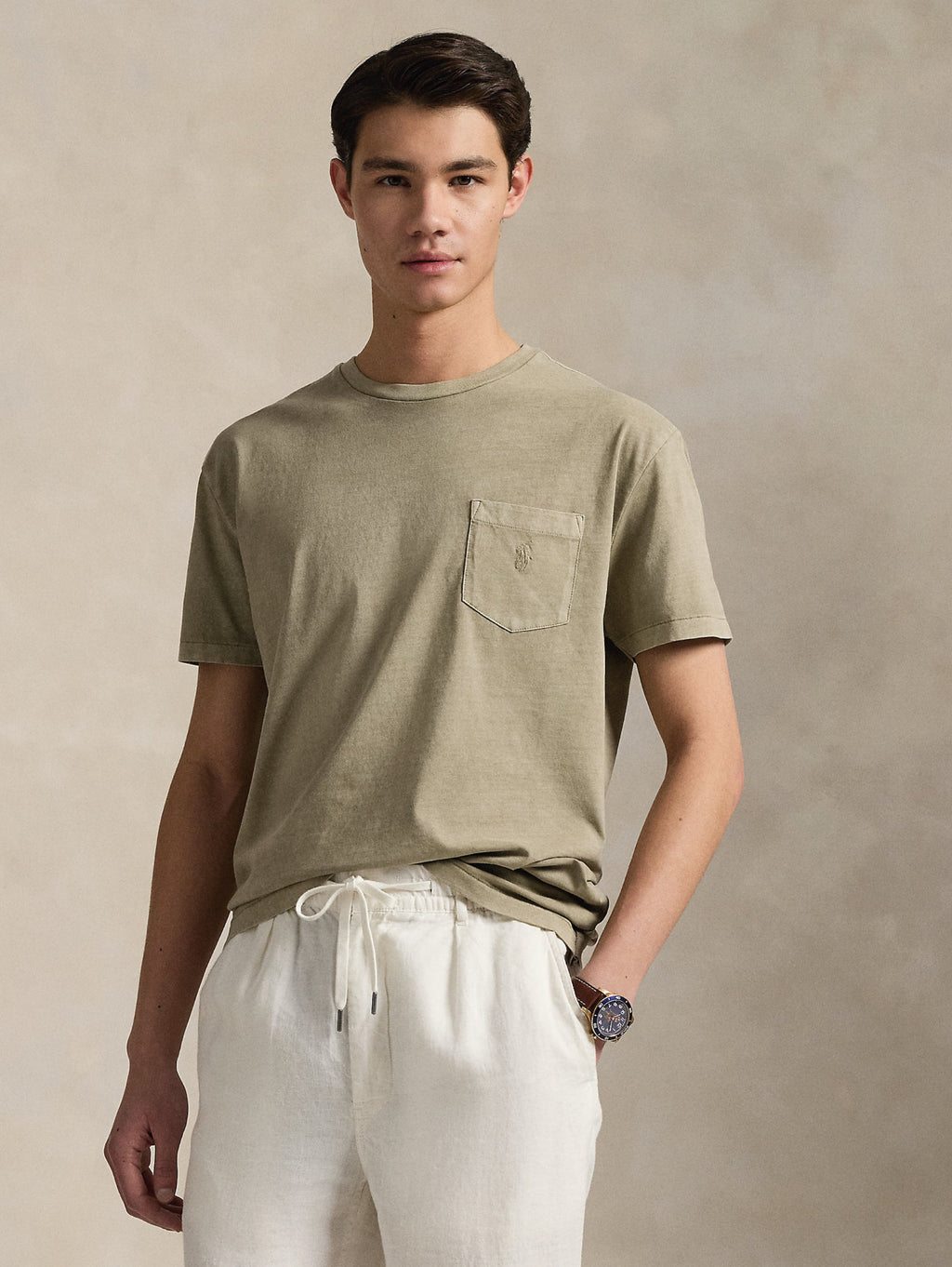 2026 New Arrival T-shirt con Taschino Custom Slim Fit Oliva