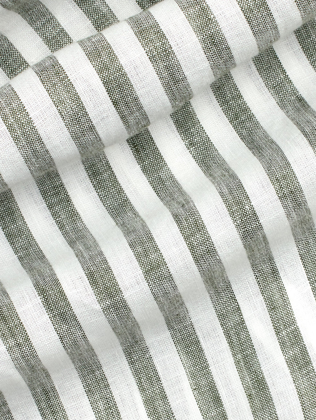 2026 New Arrival Camicia in Lino a Righe Larghe Custom Fit Verde/Bianco